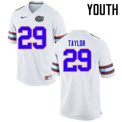 Youth Florida Gators #29 Jeawon Taylor NCAA Nike White Authentic Stitched College Football Jersey RZG8662HE